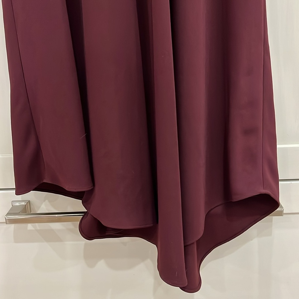 EUC ALC Loyola long sleeve plum fit and flare v neck dress with asymmetrical hem - Picture 6 of 12